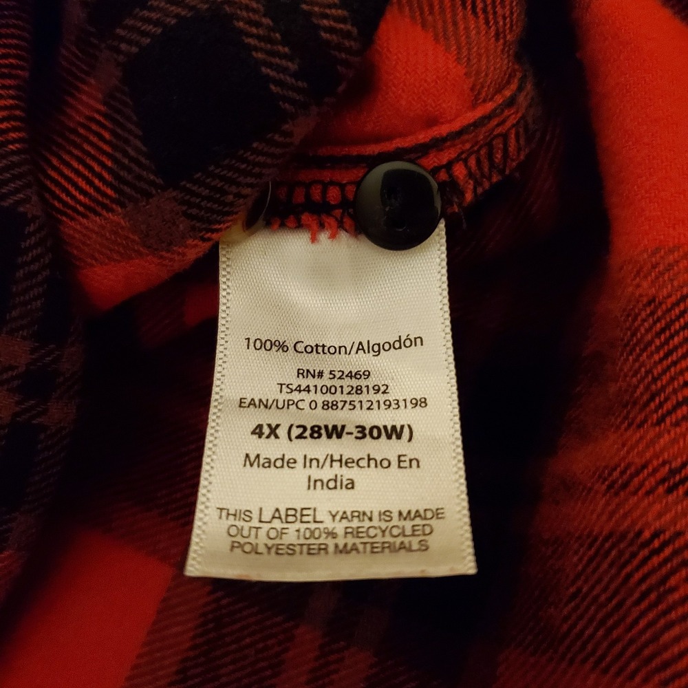 Terra & Sky sz 4X buffalo red plaid flannel shirt cabin cozy drop shoulder - Picture 14 of 15